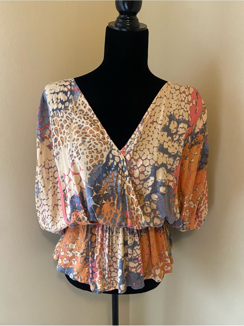 VENUS Multicolor V-Neck Peplum Blouse - Cream, Blue, Pink, Orange